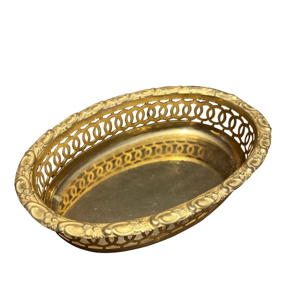 Vintage Turkish Hand Hammered Brass Serving Tray
